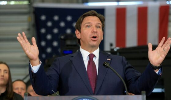Florida Gov. Ron DeSantis speaks during a press conference held at the ICE-Enforcement and Removal Operation office on May 1, 2025, in Miramar, Florida.