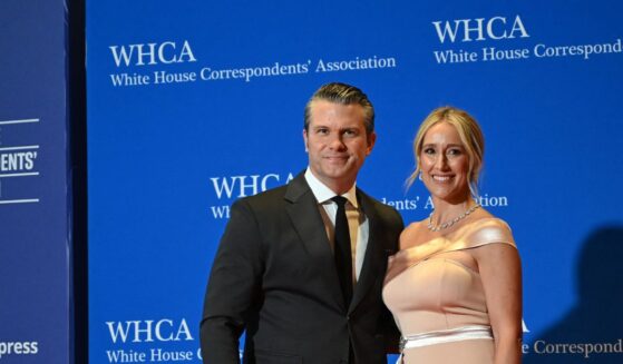 Secretary of War Pete Hegseth and wife Jennifer Rauchet attend the White House Correspondents' Dinner at the Washington Hilton in Washington, D.C., on April 25, 2026.