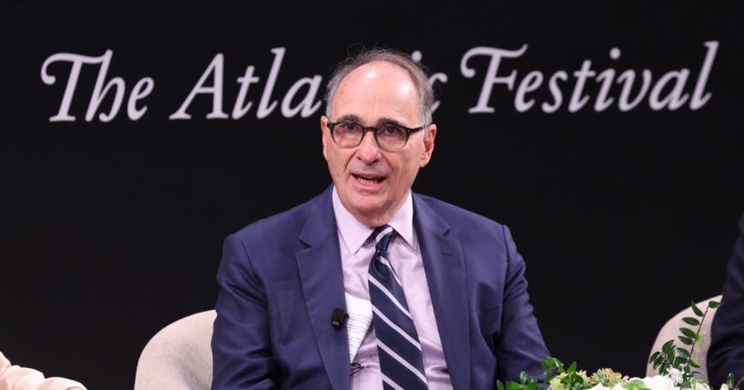 David Axelrod speaks on stage during the "Election 2024" panel for The Atlantic Festival 2024 on Sept. 20, 2024, in Washington, D.C.