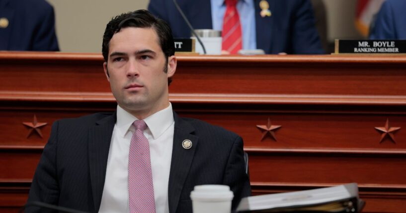 Rep. Brandon Gill listens during a hearing with the House Budget Committee on Capitol Hill on May 16, 2025, in Washington, D.C.