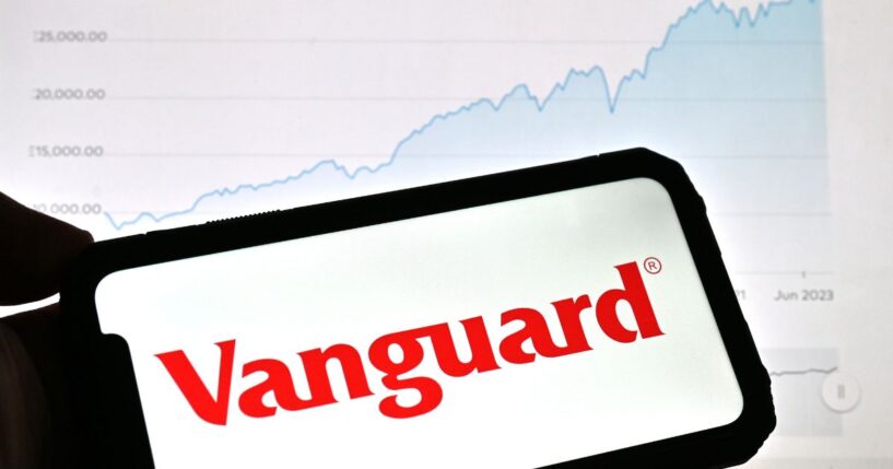 In this photo illustration a Vanguard logo is displayed on a smartphone on Jan. 13, 2024, in the United Kingdom.