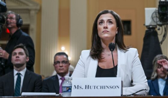 Cassidy Hutchinson, former aide to Trump White House Chief of Staff Mark Meadows during the first Trump administration, testifies June 28, 2022, before the House Select Committee to Investigate the Jan. 6th Capitol incursion. Hutchinson, the star witness for the left-leaning committee, is now being investigated by the Department of Justice.