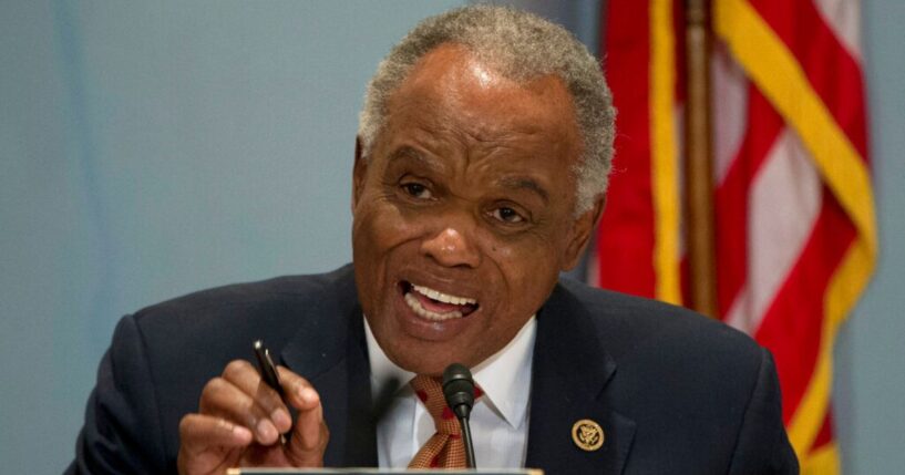 Rep. David Scott, a Georgia Democrat, gestures as he speaks on Capitol Hill in Washington, D.C., in a file photo from October 2015. Scott’s death was announced Wednesday. He was 80 and had recently filed to run for a 13th term.