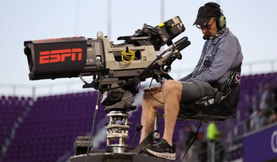 An ESPN-branded camera is operated before a game Saturday between the Orlando Storm and the Louisville Kings at Inter&Co Stadium in Orlando, Florida.