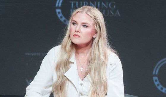 Turning Point USA CEO Erika Kirk speaks during a Turning Point USA stop April 2 at George Washington University in Washington, D.C.