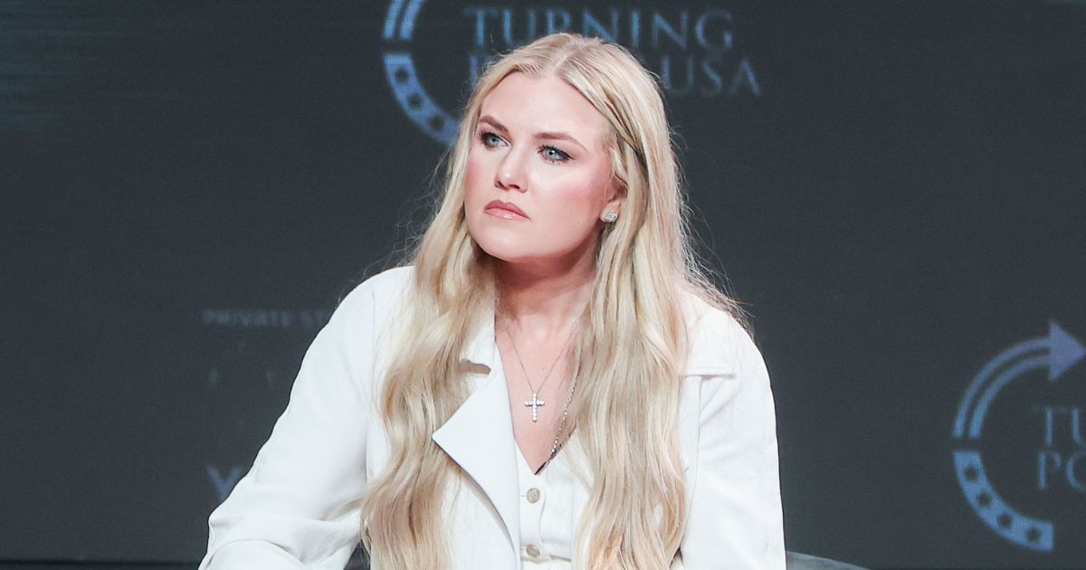 Turning Point USA CEO Erika Kirk speaks during a Turning Point USA stop April 2 at George Washington University in Washington, D.C.