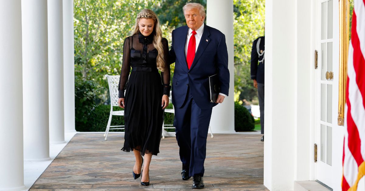 Erika Kirk, wife of late conservative activist Charlie Kirk, is pictured with President Donald Trump at the White House in October.