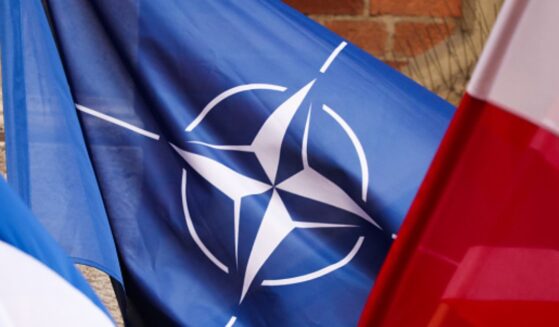 The NATO flag flies amongst others on February 20, 2026.