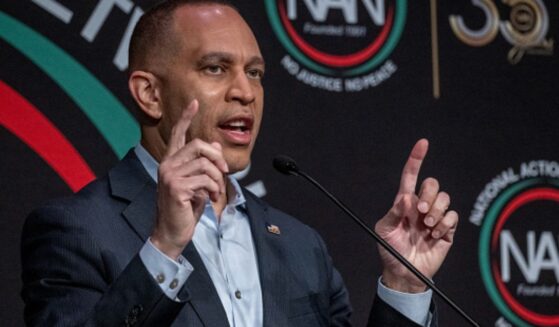 House Minority Leader Hakeem Jeffries speaks at the National Action Network’s 35th Anniversary Convention in New York.