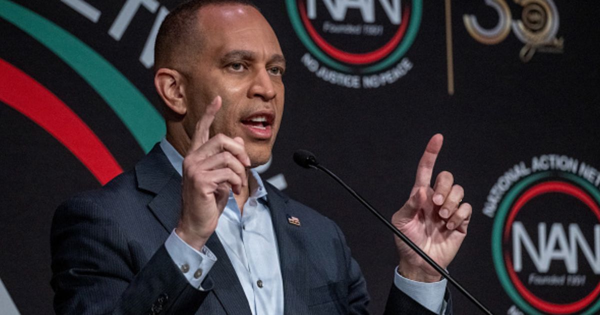 House Minority Leader Hakeem Jeffries speaks at the National Action Network’s 35th Anniversary Convention in New York.