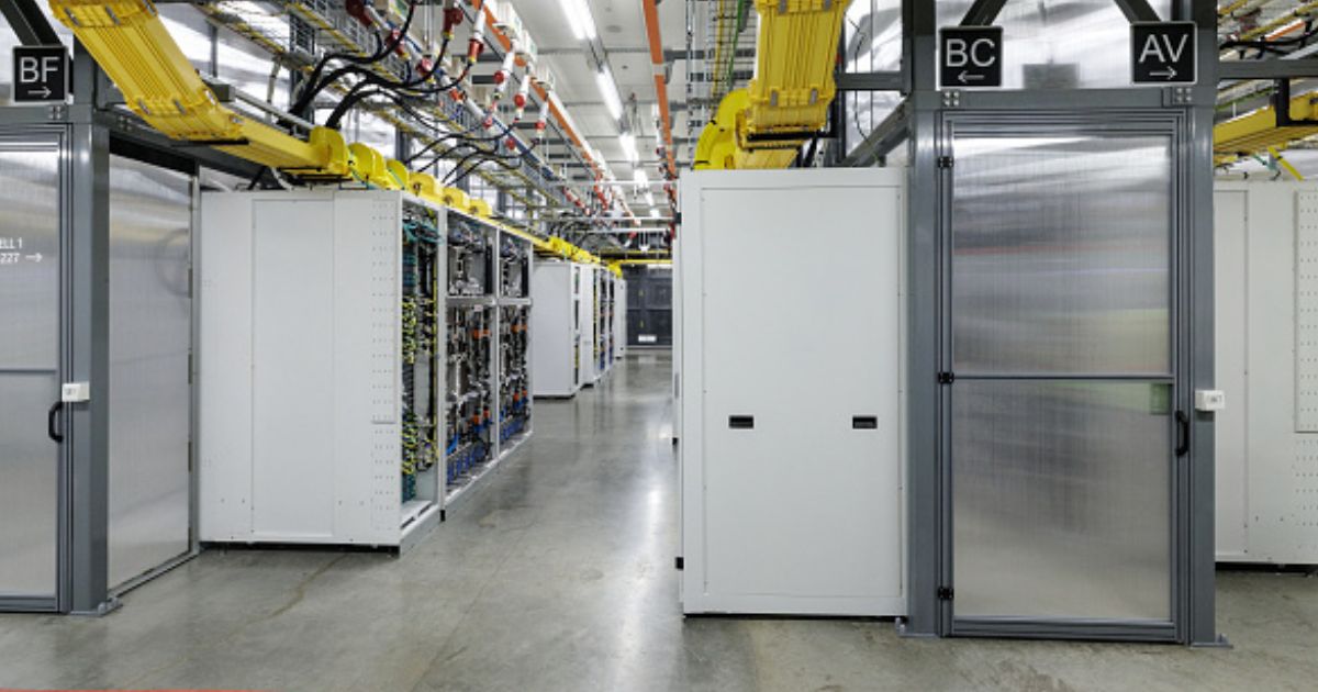 Graphics processing unit rows in Indonesian warehouse on February 4, 2026.