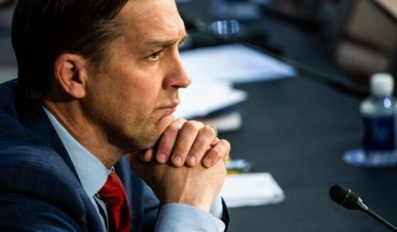 Fmr. Republican Senator Ben Sasse sits at Judiciary committee hearing dais on March 22, 2022.