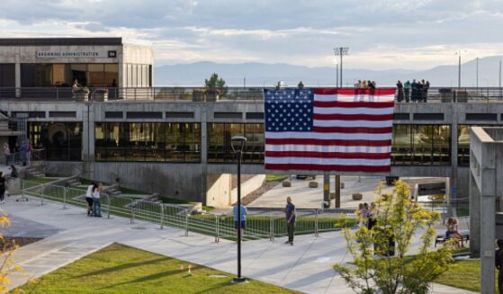 American flag flies at the Utah Valley University campus on September 19, 2025.