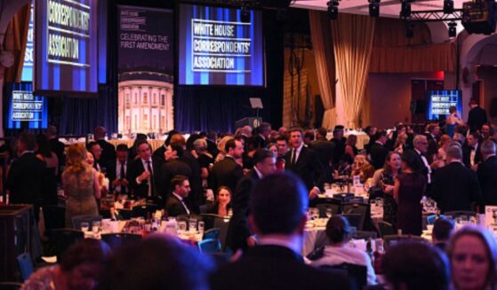 The Washington Hilton ballroom is filled with attendees of the White House Correspondents’ Dinner on April 25, 2026.
