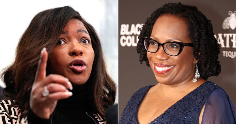 Rep. Jasmine Crockett, left, a Texas Democrat, leaped to the defense of Supreme Court Associate Justice Ketanji Brown Jackson.