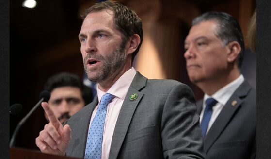 Rep. Jason Crow, a Colorado Democrat, speaks alongside Sen. Alex Padilla, a California Democrat, during a Sept. 18 news conference at the U.S .Capitol in Washington, D.C.
