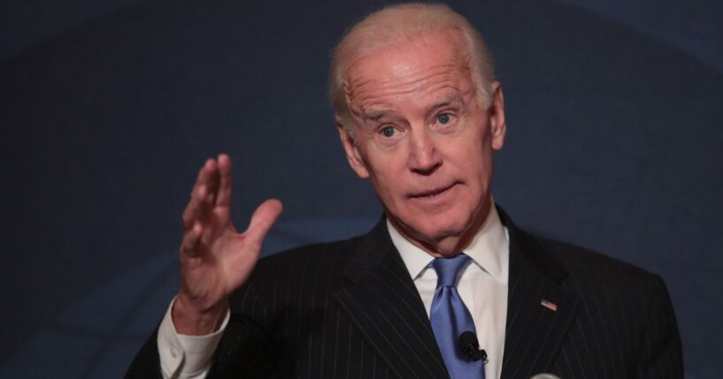 Then-former Vice President Joe Biden is seen in a photo from November 2017, the year he supposedly watched a rally and decided to "save" America by running for president.