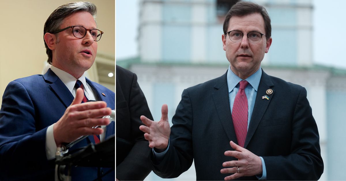 House Speaker Mike Johnson, left, said GOP Rep.Thomas Kean Jr., pictured at right in during a 2024 trip to Kyiv, Ukraine, has been absent because he's dealing with a health issue.