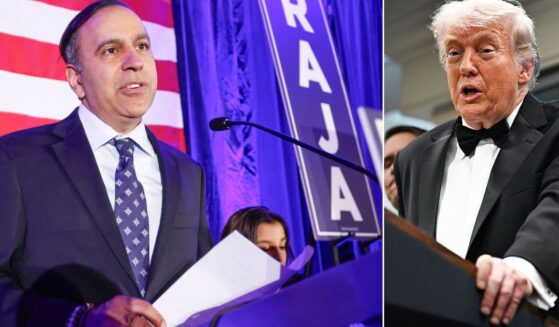 Illinois Rep. Raja Krishnamoorthi, left, seen in a March photo, blamed President Donald Trump for the assassination attempts on the commander in chief.