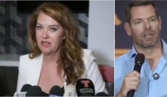 Lonna Drewes, left, gave a statement to the media Tuesday, alleging a violent sexual assault by Rep. Eric Swalwell.