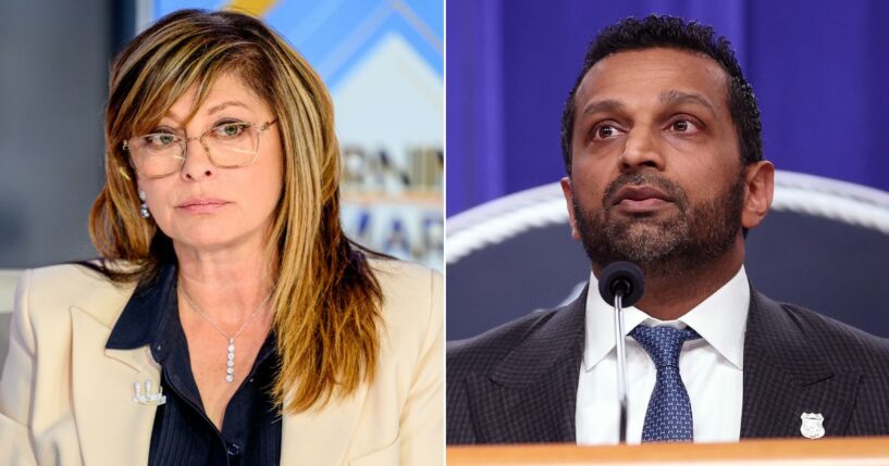FBI Director Kash Patel, right, revealed the news to Fox News' Maria Bartiromo.