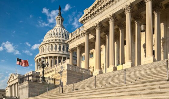 A view of the east facade of the US Capitol basking in the early morning sun.