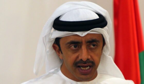Emirati Foreign Minister Sheikh Abdullah bin Zayed al-Nahyan speaks during a news conference at the Foreign Ministry in Abu Dhabi on April 8, 2015.
