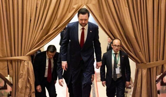 U.S. Vice President JD Vance arrives to a meeting with Pakistan’s Prime Minsiter Shahbaz Sharif on April 11, 2026 in Islamabad, Pakistan, to kick off negotiations with the Iranian government leadership.