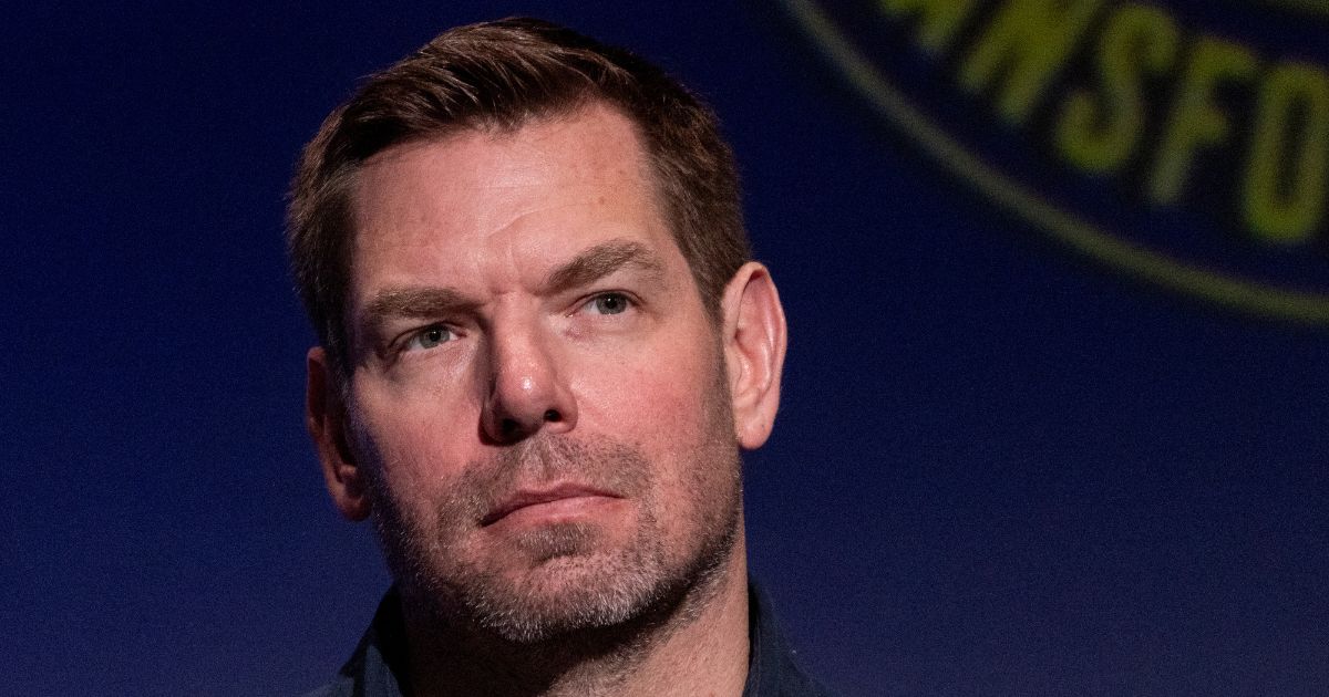 Democratic Rep. Eric Swalwell attends the SEIU-United Service Workers West Gubernatorial Candidate Worker Forum at Meruelo Studios in Los Angeles on Jan. 10, 2026.