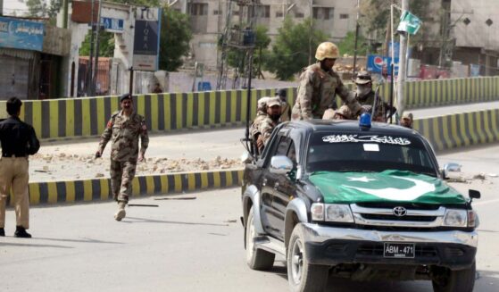 Pakistan authorities cordon off an area after a bomb blast went off in Quetta, Pakistan on Aug. 11, 2016.