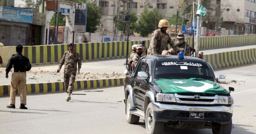 Pakistan authorities cordon off an area after a bomb blast went off in Quetta, Pakistan on Aug. 11, 2016.