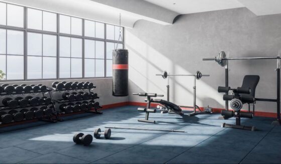 An interior view of a gym fitness room.