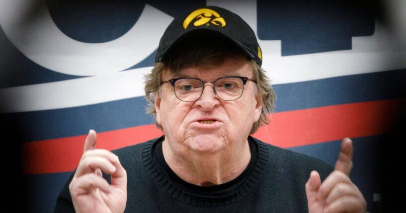 Trump-hating filmmaker and director Michael Moore, seen stumping for then-presidential candidate Bernie Sanders in 2020, railed against the U.S. in a blog post this week, calling Americans the 