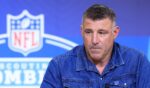 Head coach Mike Vrabel of the New England Patriots speaks to the media Feb. 26 during the 2026 NFL Scouting Combine in Indianapolis, Indiana.