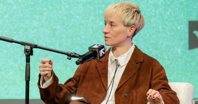 Megan Rapinoe, seen in a March 2025 file photo, conveniently forgot that her team was beat by a team of under-15 boys when she bashed the International Olympic Committee for banning males from women's sports.