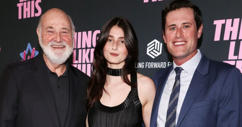 Rob Reiner, left, is pictured with his children, Romy Reiner, center, and Jake Reiner attend the Los Angeles premiere of "Things Like This" May 13 in Los Angeles. Jake Reiner wrote a tribute on Substack to his parents, who were murdered in December.