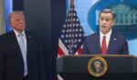 CIA Director John L. Ratcliffe speaks as President Donald Trump looks on during a news conference Monday at the White House in Washington, D.C. Ratcliffe and Trump spoke about the successful military mission to rescue a weapons systems officer whose F-15E Strike Eagle was shot down Friday in Iran.