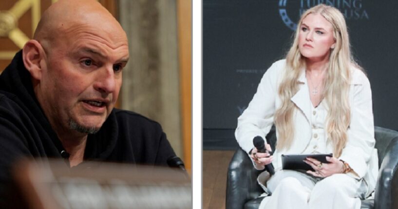 Pennsylvania Democratic Sen. John Fetterman, left; Erika Kirk, right.