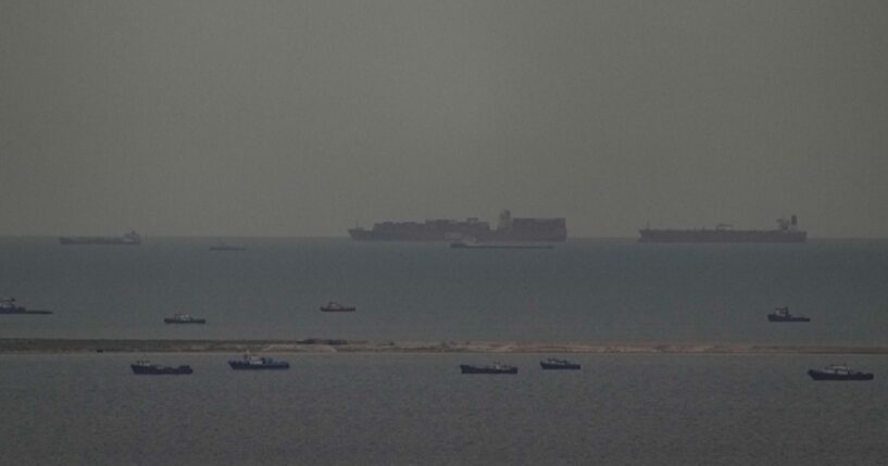 Fishing vessels and cargo ships are pictured near the Strait of Hormuz in a March file photo.