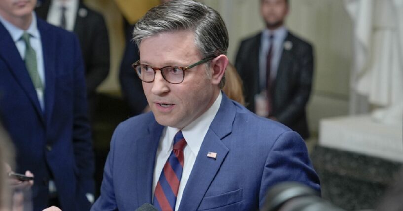 House Speaker Mike Johnson, pictured speaking on Capitol Hill in a March file photo.