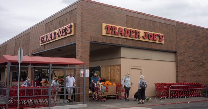 A 2021 file photo shows the exterior of Trader Joe's grocery store in Beaverton, Oregon.