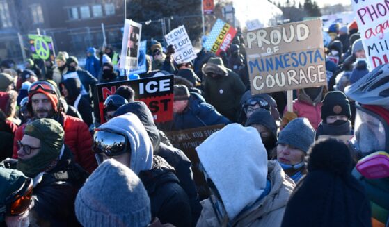 Protesters against Immigration and Customs Enforcement converge on the Whipple Federal Building in Minneapolis on Jan. 29.
