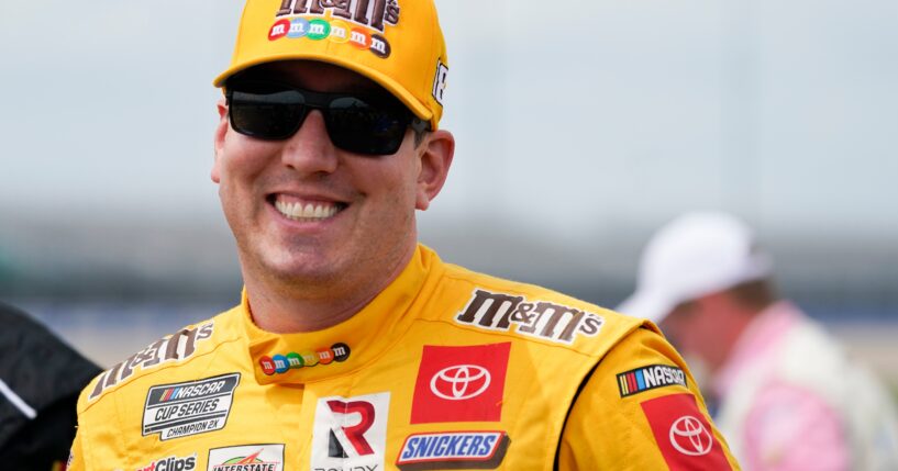 Kyle Busch waits at the start of the NASCAR Xfinity Series race in Lebanon, Tennessee, on June 19, 2021.