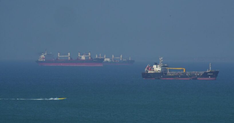 The Ateela 2 Oil Tanker boat navigates the sea on April 28, 2026, on Qeshm Island, Iran, in the Strait of Hormuz.