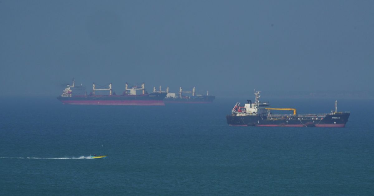The Ateela 2 Oil Tanker boat navigates the sea on April 28, 2026, on Qeshm Island, Iran, in the Strait of Hormuz.