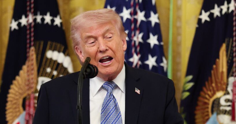 President Donald Trump speaks during a small business summit in the East Room of the White House on May 4, 2026, in Washington, D.C.