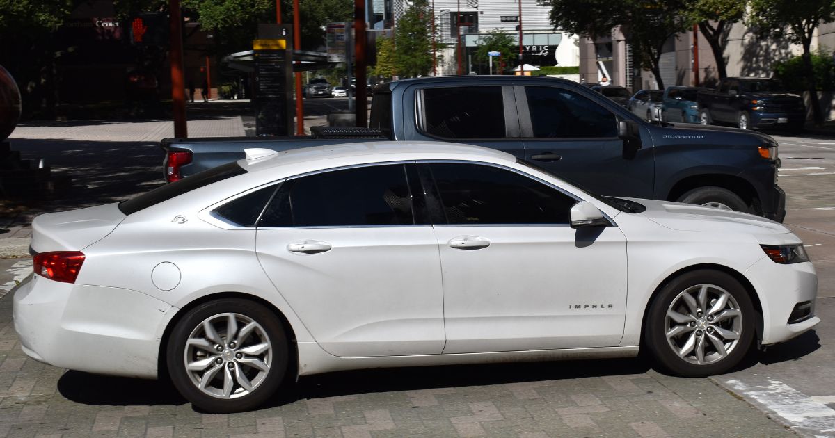 A picture of a white Chevy Impala in Houston, Texas, on Sept. 28, 2024.