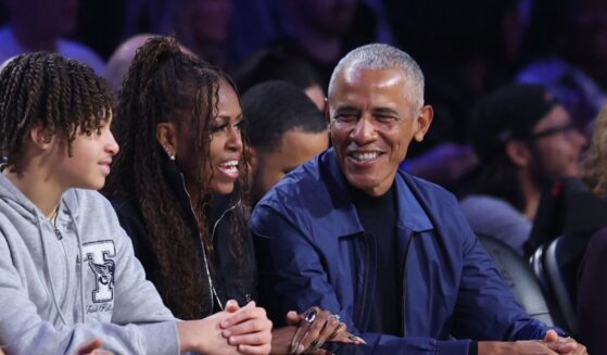 Michelle Obama and Barack Obama attend the 75th NBA All-Star Game at Intuit Dome on Feb. 15, 2026, in Inglewood, California.
