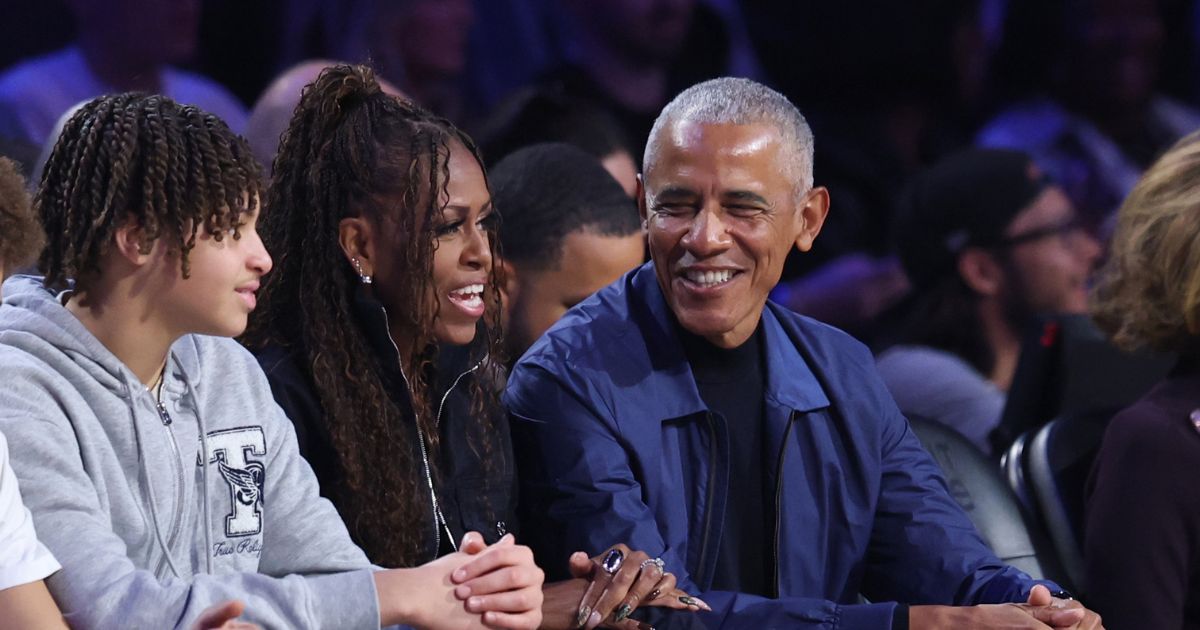 Michelle Obama and Barack Obama attend the 75th NBA All-Star Game at Intuit Dome on Feb. 15, 2026, in Inglewood, California.