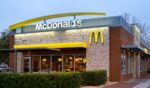 A nighttime closeup view of a McDonald's restaurant in Kissimmee, Florida, on Feb. 6, 2022.